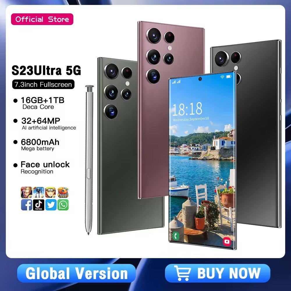2023 Hot Selling Original Unlocked For Brand New S23 Ultra 5g Smartphone 6.8 Inch Android 13 Version 512gb 3g 4g Mobile Phones